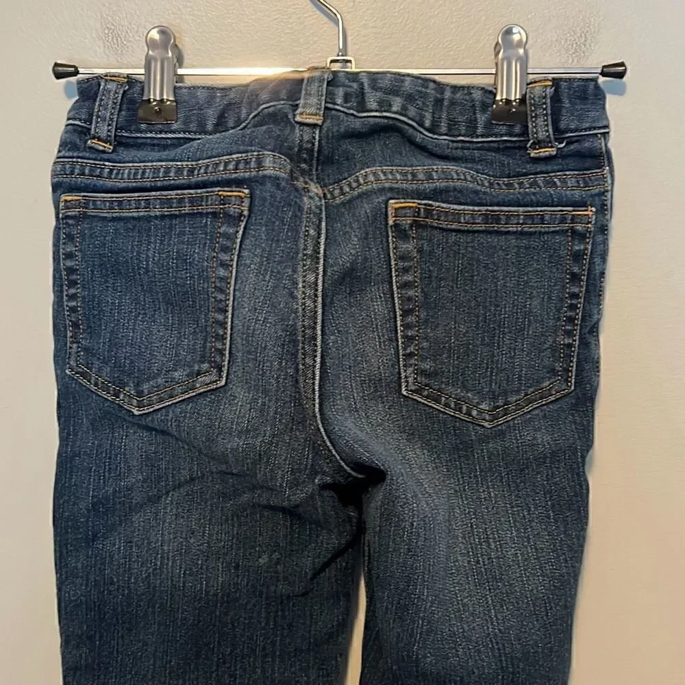 Lands' End Youth Boy's Blue Dark Wash Stretch Straight Leg Denim Jeans Size 8S